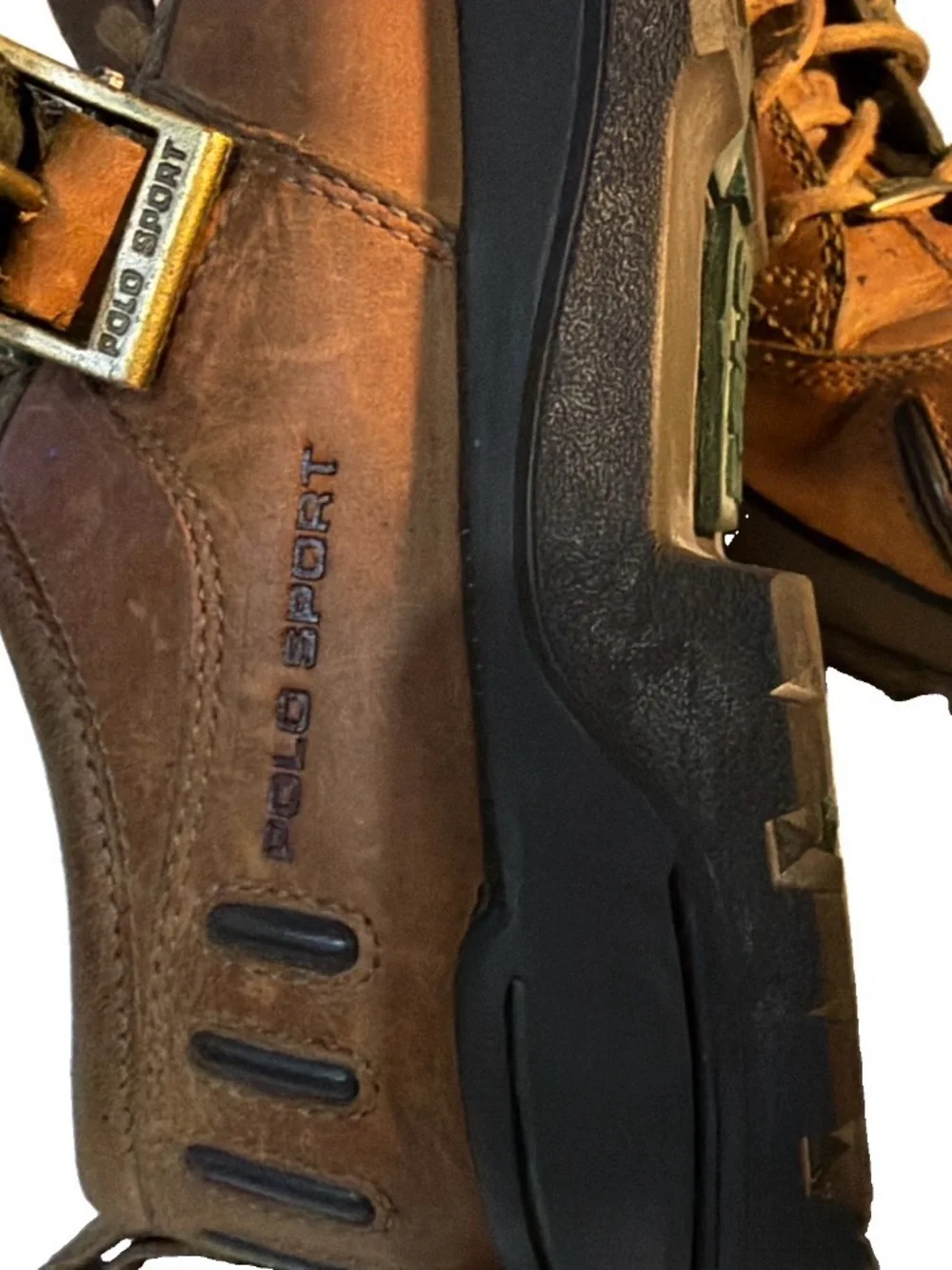 Polo Ralph Lauren Vtg 8B  Brown Leather Casual Strap Shoes